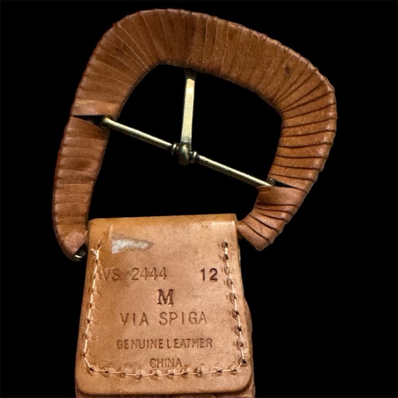 Via Spiga Tan Woven Leather Belt Boho Western Cowboy - Picture 3 of 9